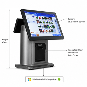 High Performance 15.6" Sensitive Dual Touch Screen POS Terminal 80mm Auto Cutter for Business Supermarket Customer Display POS - Product Image 2