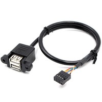 Kabel Ekstensi Riser Motherboard USB Ganda 9-pin dengan Konduktor Tembaga dan Braket Tipe 20 USB Berlapis Ganda