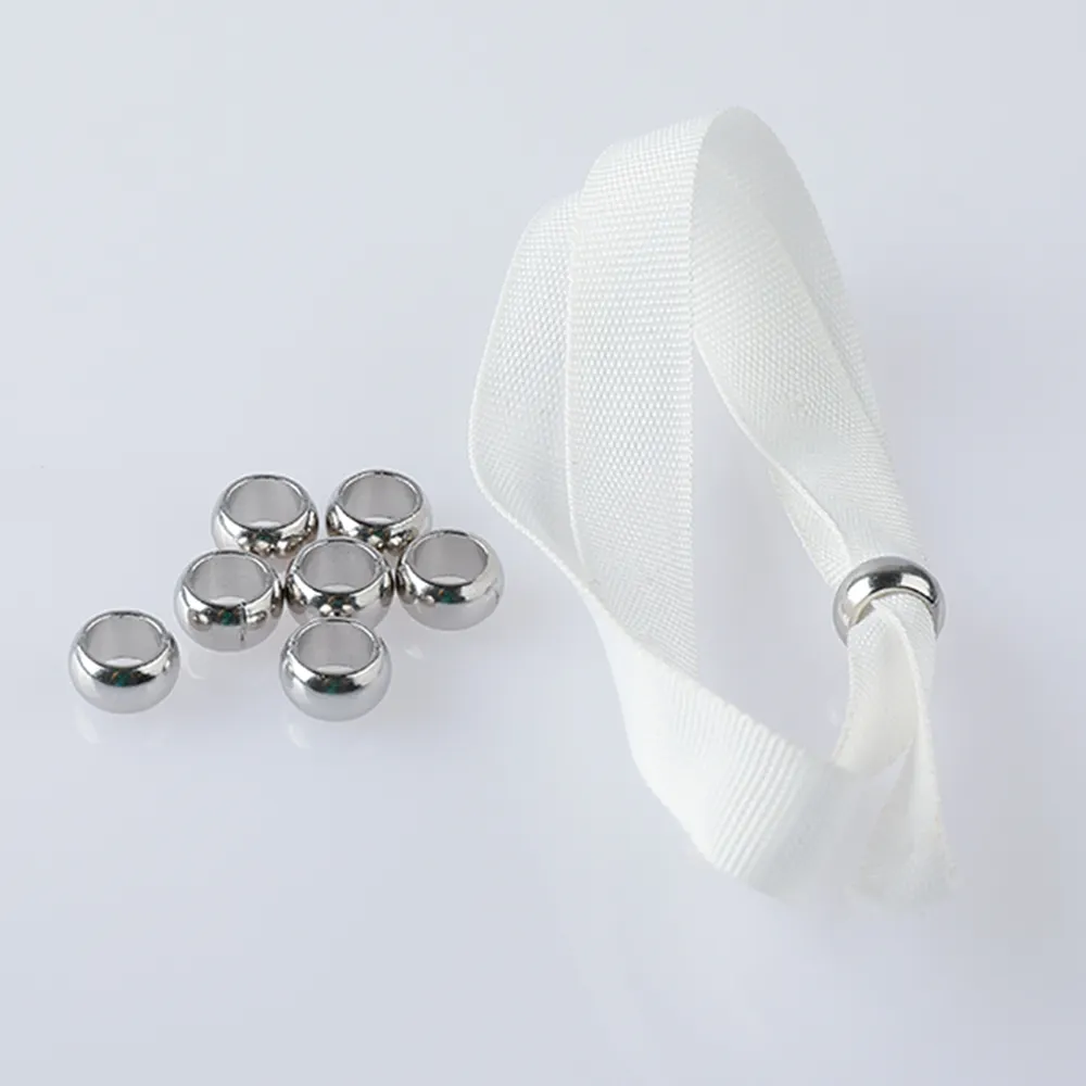 HXZY tessuto personalizzato poliestere braccialetti in alluminio tubo di chiusura scorrevole per eventi cinturino in argento band per la mano
