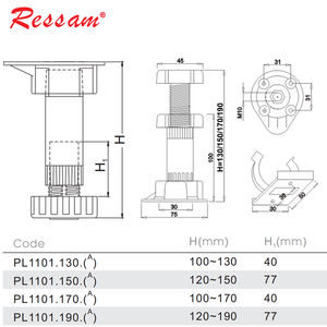 מטבח מתכווננת מתכווננת 100 מ "מ pp חומר שחור החלקה רהיטים רגליים 120 מ" מ פלסטיק לרהיטים - Product Image 3