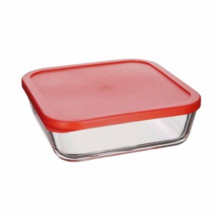 High borosilicate glass clear fridge food storage containers with red lid