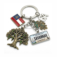 Llavero Personalizado con Placa de Matrícula de Georgia Savannah, Diseño Vintage de Metal con Dibujos Animados y Resina Epoxi, Llaveros con Placa de Matrícula de Auto Personalizada