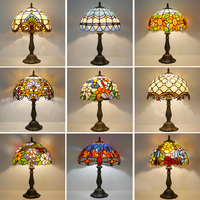Lampe de table LED Tiffany en verre teinté, faite à la main, de style antique, décorative, pour chambre à coucher, 12 pouces, personnalisée, de la marque Sensmuel Factory Outlet