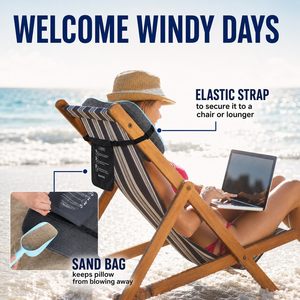 Hikenture Verstellbare Härte Baumwolle Aufblasbares Kühlendes Tragbares Strandkissen Eingebauter Sandsack Abnehmbarer Bezug Ergonomisches Design - Product Image 4