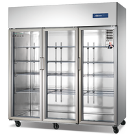 Réfrigérateur vertical commercial à 3 portes vitrées en acier inoxydable, vitrine réfrigérée pour restaurants et commerces de détail