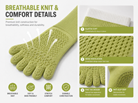 Chaussettes de Pilates personnalisées à cinq doigts avec semelle antidérapante en silicone pour les séances de yoga et de barre d'automne