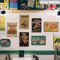 Panneau métallique vintage Pizza Pepperoni, art mural rétro DJ Pizza pour café et pizzeria