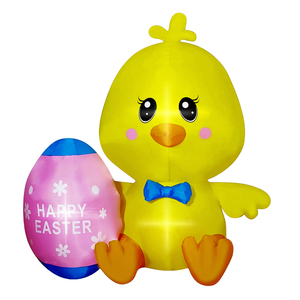 Decoración Inflable de Pascua, Pollito Amarillo de 1.5 Metros de Altura con Huevo, Luces LED Integradas, para Hogar, Jardín, Césped, Fiestas y Celebraciones de Pascua - Product Image 1