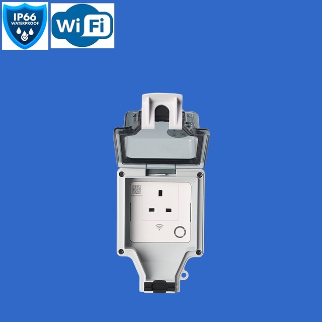 UK Standard IP66 BG Smart WIFI Wireless Tuya Weatherproof ABS Wall Socket for General Outdoor Garden Use