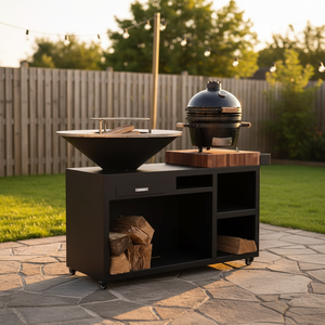 Barbecue d'extérieur robuste en acier corten avec tiroir et base - Product Image 3