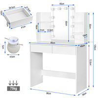 Meilleure Vente Coiffeuse Moderne et Simple de Style Royal Français Nordique avec Miroir LED, Luxe Vintage pour Chambre et Salle de Bain