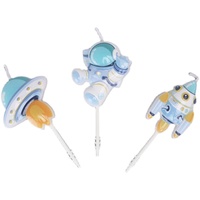 Enfants Anniversaire Astronaute Thème Bougie Décorations De Fête Dessin Animé Vaisseau Spatial Astronaute Gâteau Topper Props