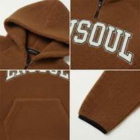 Pull d'hiver surdimensionné personnalisé avec logo OEM, fermeture éclair quart de tour, en polaire épaisse, sherpa, chenille brodée, écologique