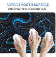 Grand tapis de souris de jeu avec base en caoutchouc antidérapante, design bleu à lignes topographiques, résistant à l'eau, pour la maison et le bureau