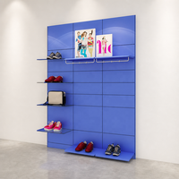 Système d'affichage mural modulaire bleu roi pour vêtements, étagères à chaussures, tringle de suspension, coloré et sur mesure