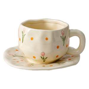 Tazza in Ceramica Fatta a Mano con Motivo Nuvola Blu, <span class=keywords><strong>Set</strong></span> da Tè Pomeridiano con Piattino Irregolare, Tazza da <span class=keywords><strong>Caffè</strong></span> 300ml, Regalo per Coppie - Product Image 6