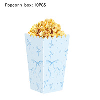 Boîte à Popcorn en Papier Jetable Imprimée Quatre Couleurs à Motif Nœud et Étoile, Auto-Assemblante, pour Servir des Snacks de Fête, Lot de 10 Pièces, Noir