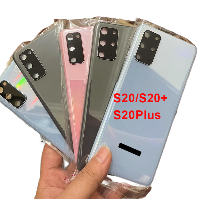 For for S20/S20 Plus Glass Rear Door Case with Camera Lens Housing Battery Back Cover