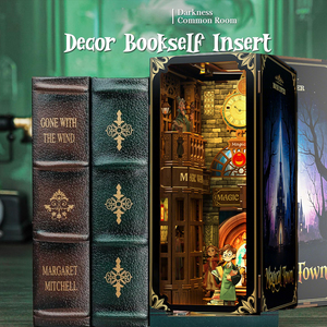 Kit de puzzle <span class=keywords><strong>en</strong></span> <span class=keywords><strong>bois</strong></span> 3D à faire soi-même, Book Nook, nouveautés 2025, cadeau d'Halloween et de Noël, Booknook, librairie éternelle avec lumières LED - Product Image 5