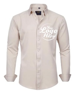 Camisas informales de negocios con botones para hombre, sólidas, de manga larga, elásticas, sin arrugas, de primera calidad - Product Image 4