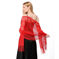 Châle écharpe en dentelle florale pour femmes avec glands enveloppes à franges en maille douce pour robes de soirée de mariage
