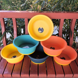 Bassine en plastique bicolore ronde, petite et épaissie, pour la maison, pour le lavage des vêtements de bébé et des légumes - Product Image 2