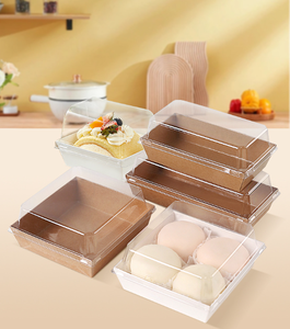 Dùng Một Lần Vuông Kraft Hộp Giấy Với Rõ Ràng Nắp Nhựa Cho Bánh Sandwich Món Tráng Miệng Bánh Bánh Lấy đi Cho Sushi Đường Lưu Trữ - Product Image 5