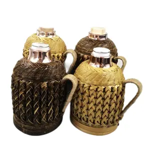 Bouilloire à eau chaude avec belle couverture à lattes de bambou noir Pot à eau bouillante portable avec couvercle - Product Image 1