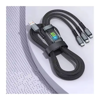 Câble de charge rapide Usb 3 en 1 de voiture universelle multiple transparente chaude pour type-c Android 3in1 câbles de charge de données de tresse en Nylon