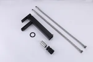 Üretici Modern uzun boyun 304 paslanmaz çelik su dokunun mat siyah banyo Tall havzası musluk satılık