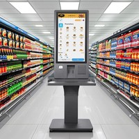 Terminal de paiement pour kiosque de supermarché, système de point de vente, borne tactile de libre-service pour cantine avec plateau métallique