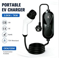 Chargeur EV portable Thaïlande Malaisie Vietnam Indonésie 3,5 à 7 KW IP65 Connecteur Type 2 Garantie 18 mois Usine