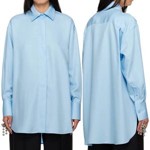 Chemises pour femmes de haute qualité à manches longues, 100% lyocell twill, fermeture à boutons, bleu ciel, chemisier - Product Image 5