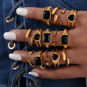 Anillo de Eternidad con Perlas, Estilo Vintage, Colorido y Moderno, para Boda, Verano 2025, Chapado en Oro de 18K, Acero Inoxidable - Product Image 4