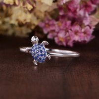 Bague d'été hawaïenne en zircone bleue, anneau Design créatif avec coquille incrustée tortue de mer, à la mode, 2021
