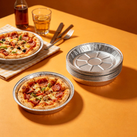 Barquette jetable en aluminium argenté de 9 pouces pour tarte peu profonde, avec couvercle en plastique de qualité alimentaire, pour cupcakes, pâtisseries et plats à emporter