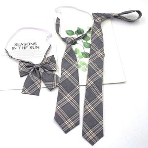 En stock JK No Iron TR <span class=keywords><strong>Camel</strong></span> Light Gray Chocolate Color Japanese Style College Plaid Collar Bow Tie Leather Jacquard Daily Wear - Product Image 3