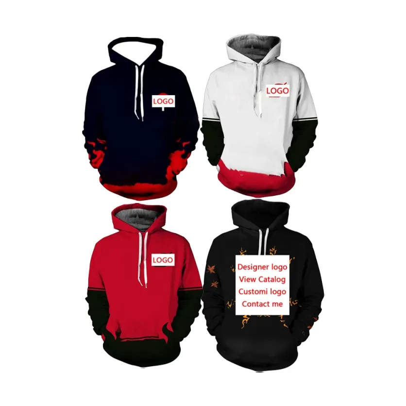 Toptan giyim 2024's 3D baskı boy Hoodie ile Streetwear yıkanmış Polyester kazak Hoodie