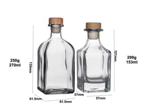 Berlino Packaging piccola bottiglia vuota per bevande alcoliche fragranza per la casa bottiglia quadrata per liquore al caffè prodotta a freddo in vetro da 250ml