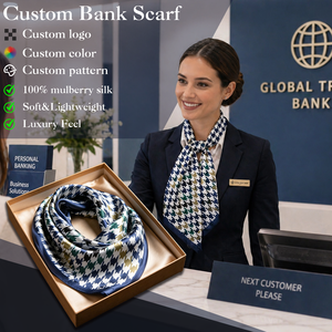 Bufanda Profesional 100% Seda de Morera con Estampado de Leopardo para Uniformes de Bancos y Gestión de Activos, Elegante con Logotipo Personalizado, para Todas las Temporadas - Product Image 1