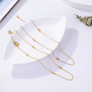 Collares largos de trébol de cuatro hojas de acero inoxidable chapado en oro de 18K, collar con abalorio, collar en capas para mujer - Product Image 1