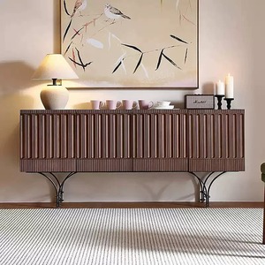Meuble TV de salon OEM moderne et personnalisé en acier inoxydable robuste avec panneau en bois, meuble de rangement pour chaussures et console - Product Image 3
