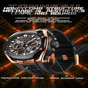 Elegante reloj de pulsera mecánico resistente al agua 5ATM con ventana de esfera de cristal diseñado para un rendimiento duradero de artesanía de confianza - Product Image 4