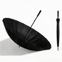 Parapluie droit de qualité supérieure avec poignée en cuir, ouverture automatique robuste 24K, en fibre de verre, coupe-vent, imperméable en pongée 190T, idéal pour les affaires