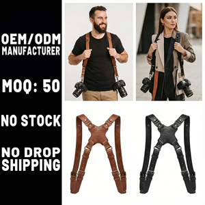 Tali Kamera DSLR Dual <span class=keywords><strong>Harness</strong></span> Kulit Vegan Mikrofiber Berkualitas Tinggi, Tahan Lama, Trendi, Logo & Warna Kustom OEM/ODM Produsen - Product Image 2