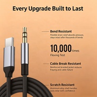 Cable Auxiliar GJ-21 Macho-Hembra Tipo-C a 3.5mm, Trenzado, con Conductor de Cobre Desnudo para Teléfonos Móviles