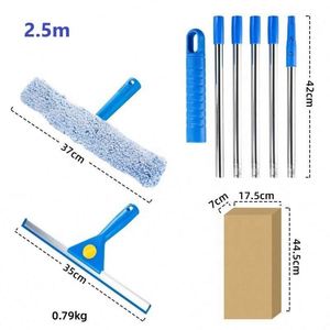 Nettoyeur de vitres multifonction moderne en acier inoxydable avec manche télescopique pour le nettoyage des fenêtres de grandes tours hôtelières - Product Image 2