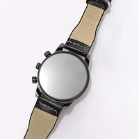 Jam Tangan Pria Bergaya Quartz dengan Tali Kulit Tebal, Casing Paduan Besar, Desain Tiga Mata, Aksesori Bisnis Modis dan Dekoratif
