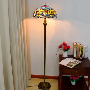 Estilo americano tiffany criativo vidro dragonfly, decoração led lâmpada de chão atacado da china sala de estar quarto lâmpada de cabeceira