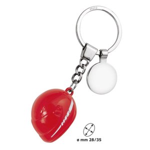 Portachiavi a Forma di Grande Casco Rosso con Moneta, in Metallo Resistente - Product Image 1